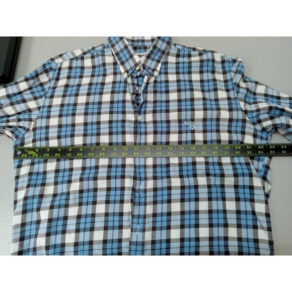 Barbour Button Down Mens Size M Long Sleeve Shirt Regular Fit Plaid Check Preppy - Picture 7 of 11